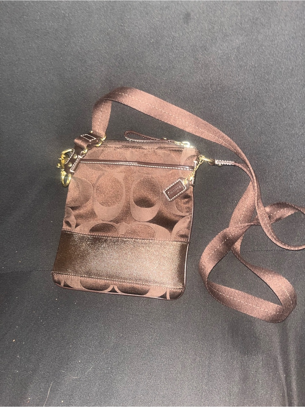 Coach Brown Signature Crossbody with Gold Hardware